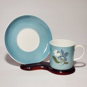 Susie Cooper Demitasse (Small) Cup and Saucer Blue Floral Vintage
